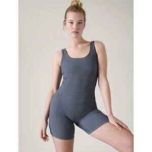 Athleta Salutation Rib Bike Suit Granite Blue Large NWT